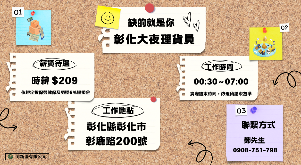 📦 誠徵｜彰化地區大夜理貨員